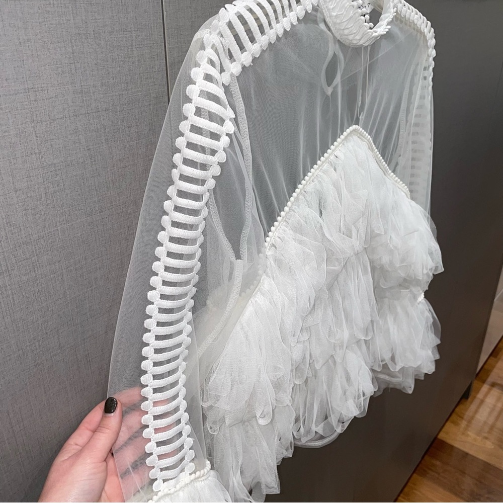 Fancy White Ruffle Top - Picture 2 of 5